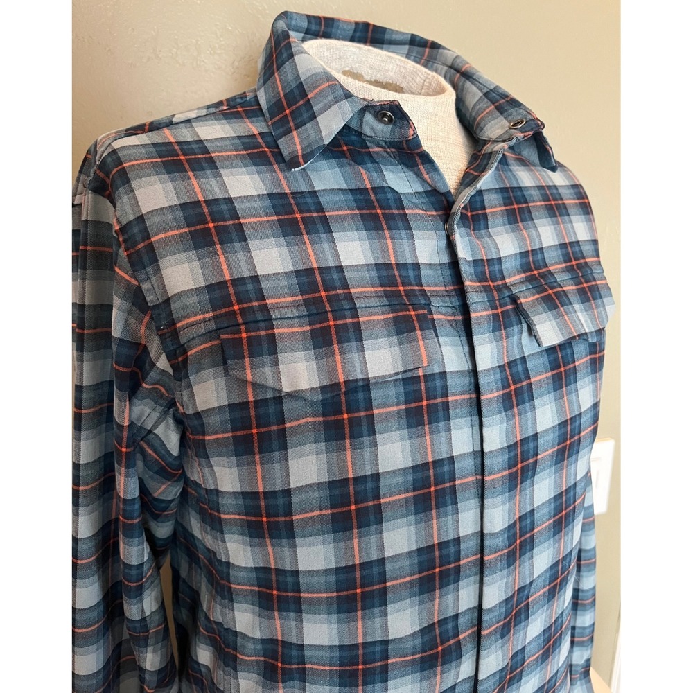 Arc'teryx Gryson LS Shirt Men's Small Blue Orange Plaid Snap Front Flannel 16898